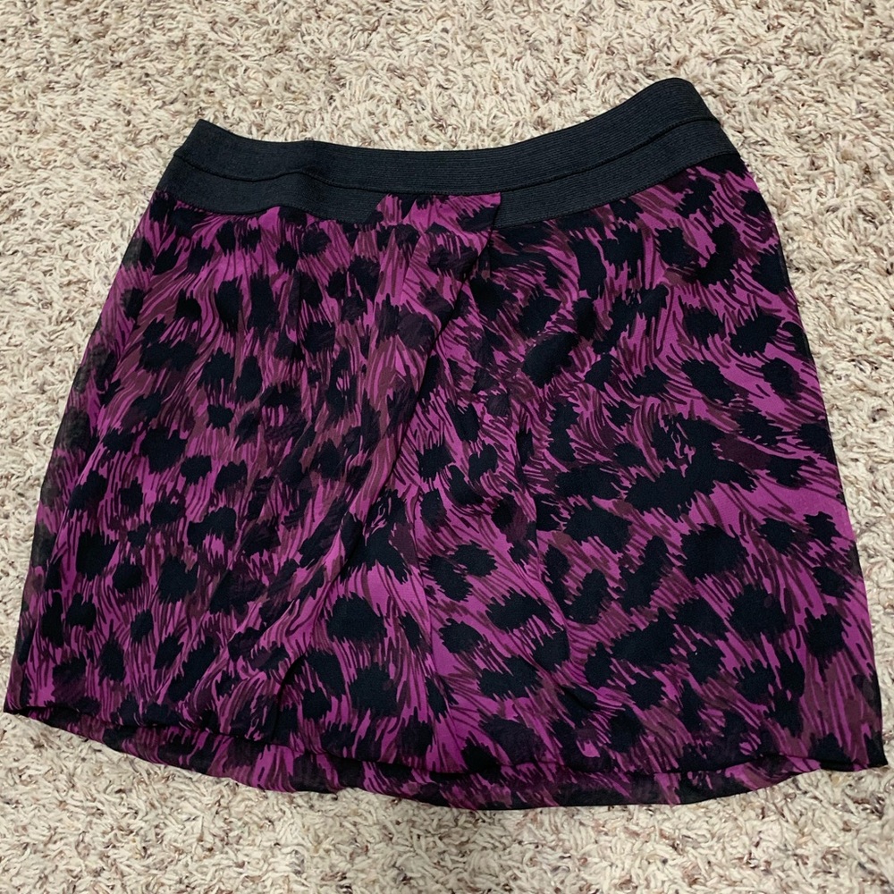 NWOT Purple and black print mini skirt